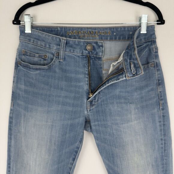 American Eagle Jeans Mens 29x32 Blue Slim Stretch Distressed Light Wash Denim - Picture 5 of 16